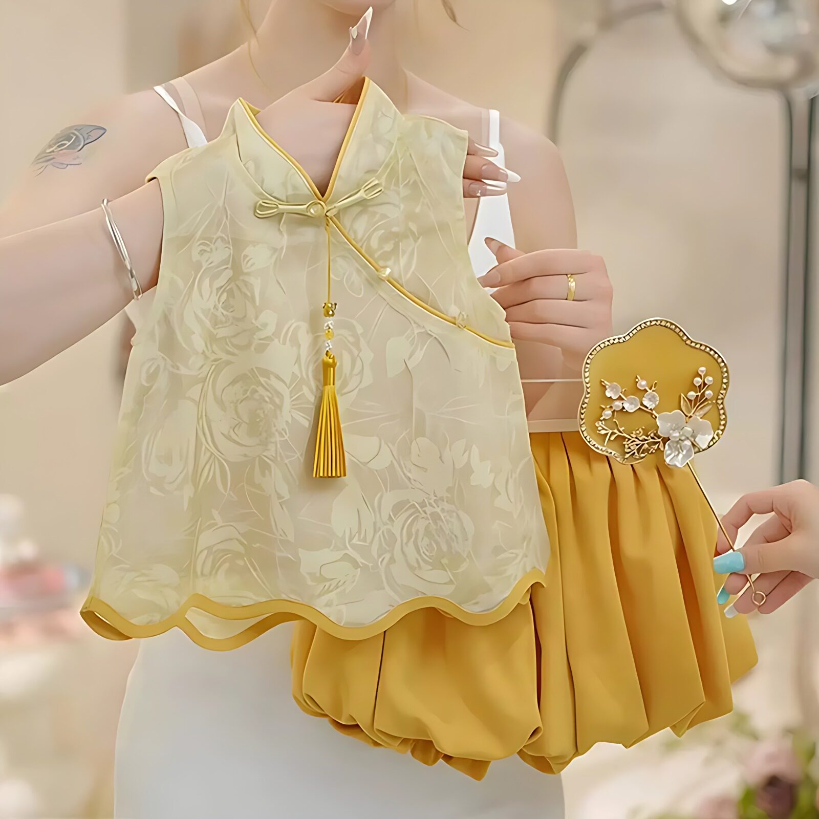 婴儿夏季中国风女童汉服套装|配