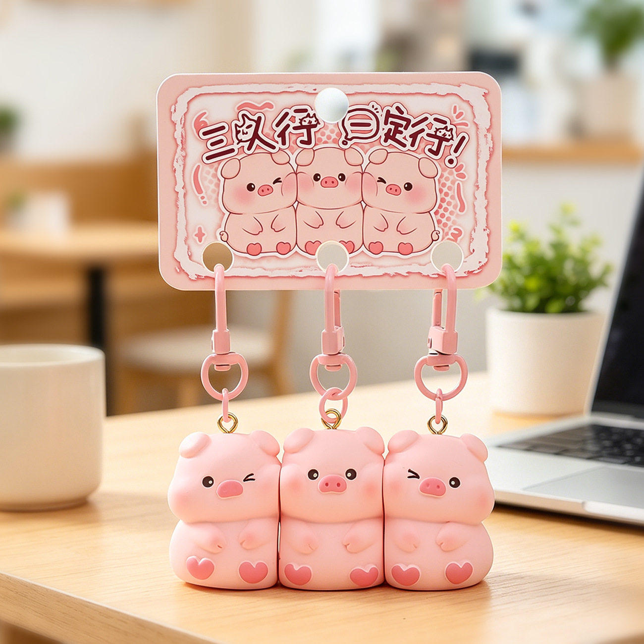 可爱猪猪三小只磁吸钥匙扣卡通