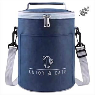 保温桶手提袋铝箔加厚饭盒袋手提包圆形上班族布袋子保温带饭便当