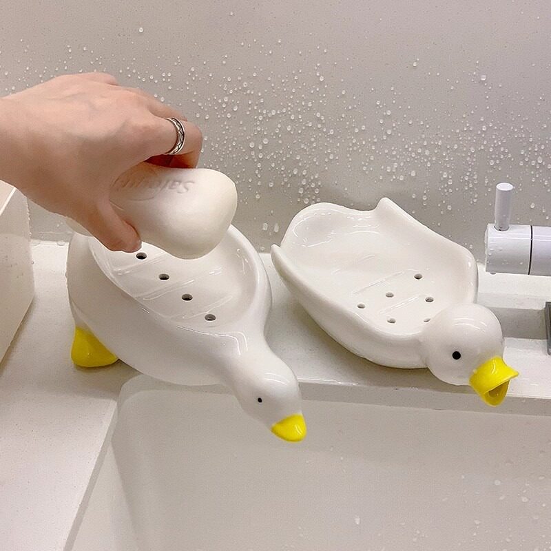 陶瓷可爱鸭子肥皂盒沥水家用香皂