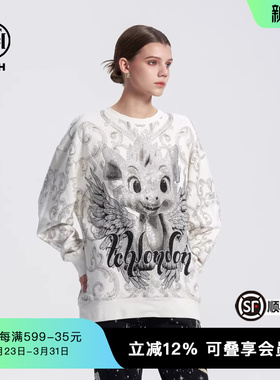 TCH轻奢烫钻卡通龙时尚百搭长袖圆领卫衣春秋新款T72C116063