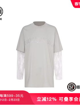 TCH烫钻时尚小众休闲拼接T恤上衣夏季新款宽松舒适T75A08E1004