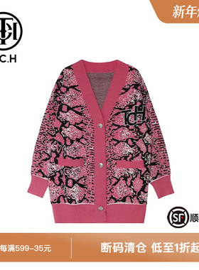 TCH轻奢潮牌碎花翅膀烫钻针织开衫T21109C3007