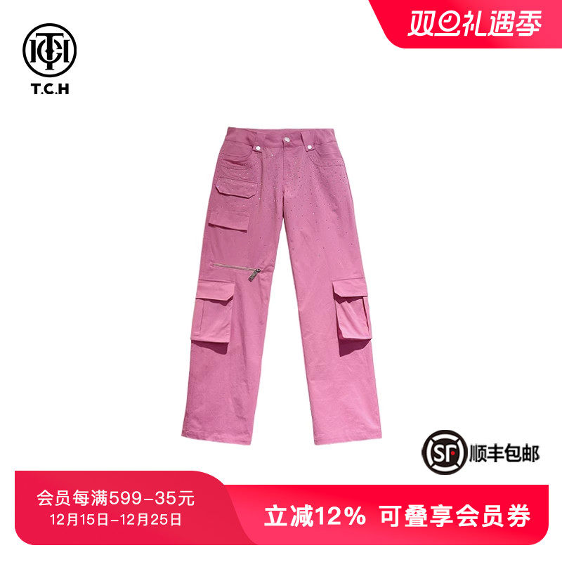 Tch休闲长裤烫钻工装裤