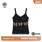 TCH私服蝴蝶结系列烫钻带杯垫吊带背心新款 T75A03E5001