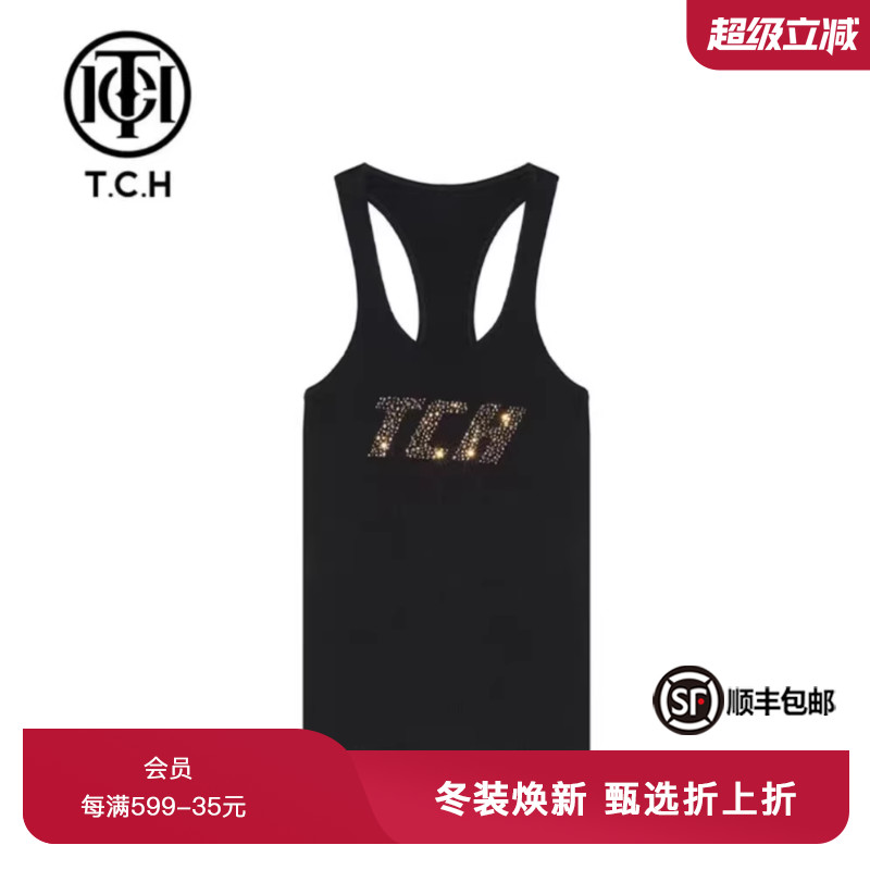 TCH潮牌字母烫钻女士背心