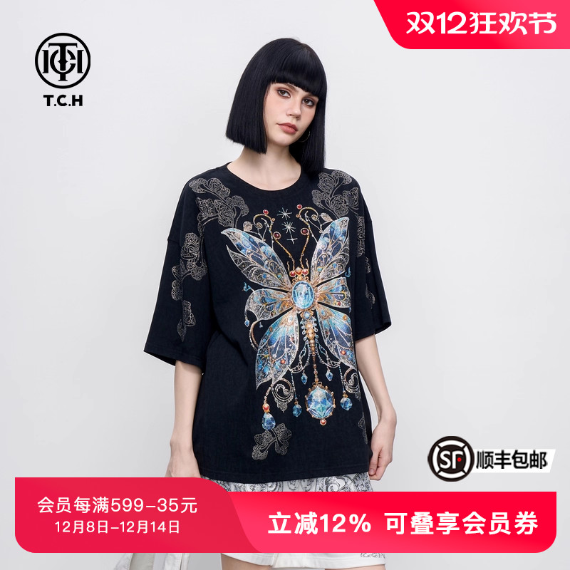 复古时尚宽松纯棉短袖T恤