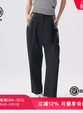 TCH轻奢潮牌春秋新款烫钻时尚简约设计休闲长裤T72A206001