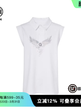 TCH私服翅膀烫钻polo领时尚休闲百搭短袖T恤女夏季T75C10B1018