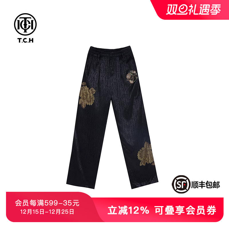 高腰新中式TCH长裤中国风轻奢