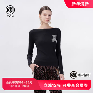 针织衫 长袖 T72A09E6001 百搭保暖修身 TCH潮牌时尚