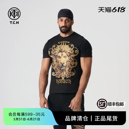 TCH夏季新款烫钻印花短袖男时尚设计感宽松T恤女T72B106062