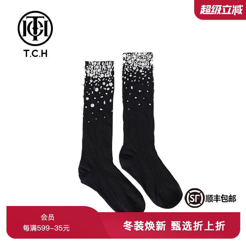 TCH潮牌轻奢新款烫钻异形水钻休闲时尚个性中筒袜T66C558020