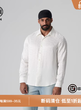 TCH潮牌春季新款宽松满印字母时尚百搭白色衬衫T72A136003