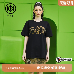 男T69B106057 新款 TCH轻奢潮牌短袖 T恤烫钻字母翅膀夏季