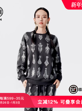 TCH潮牌个性烫钻卫衣春秋新款宽松圆领衫上衣男士T72C116093