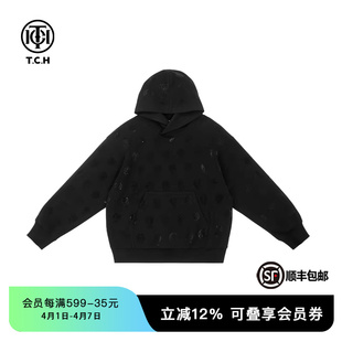 男女同款 TCH烫钻时尚 个性 潮牌套头卫衣连帽衫 T72C126026 新款