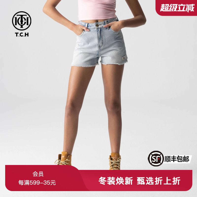 TCH短裤牛仔裤夏季烫钻百搭轻奢