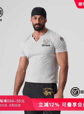 TCH轻奢春秋新款烫钻小v领短袖T恤上衣男女同款T72B106123