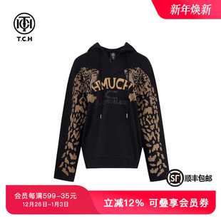 TCH潮牌小众烫钻连帽卫衣春秋新款 百搭上衣女T69D12E6012 长袖