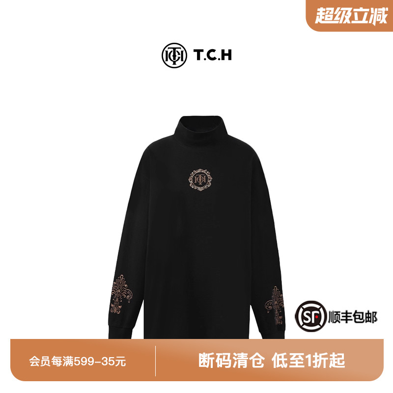 潮牌-TCH字母烫钻时尚百