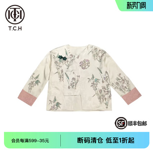 外套开衫 TCH潮牌新中式 春秋新款 新中式 T72A27E9015 烫钻时尚