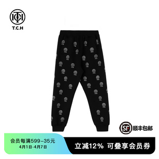 男女童百搭休闲长裤 T72C20601K 潮牌烫钻儿童运动裤 TCH秋裤