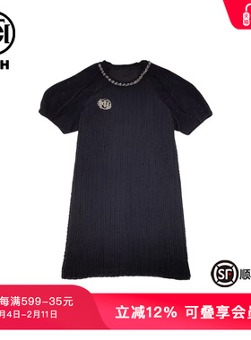 TCH潮牌新中式系列重工烫钻气质黑色连衣裙T72B30E8059