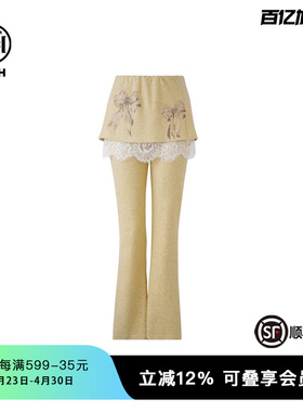 TCH私服假两件蕾丝边美式微喇裤休闲长裤春秋新款T75A20E5082