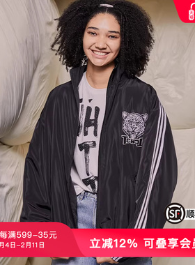 TCH潮牌数字银色烫钻豹头休闲时尚百搭黑色外套S69C276016