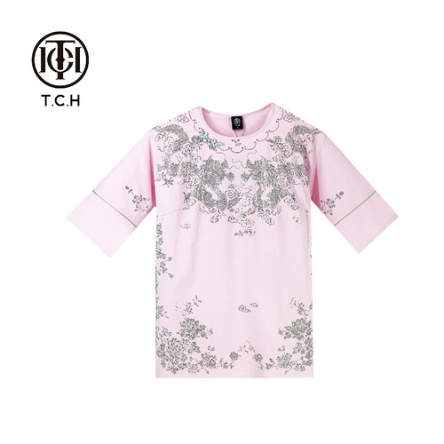 TCH潮牌新中式夏款气质时尚重工烫钻连衣裙T72B30E6019