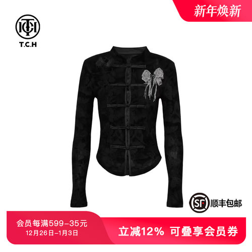 烫钻网纱新中式盘扣上衣