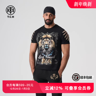 情侣装 TCH夏新款 T恤男潮流半袖 烫钻狮子短袖 T72B106080 个性