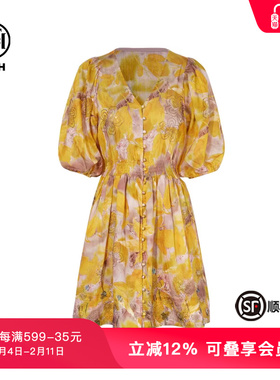 TCH私服烫钻花色度假风时尚收腰显瘦V领气质连衣裙女T75B30E5183A