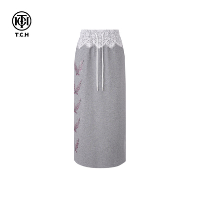 TCH私服潮牌春秋新款烫钻蕾丝休闲时尚百搭半身裙女T75A22E1001