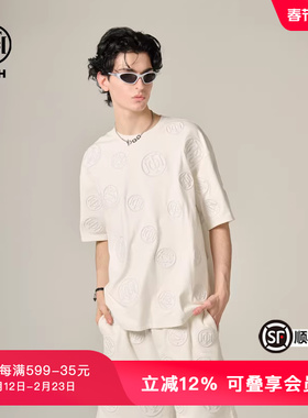 TCH轻奢夏季新款印花logo百搭短袖T恤男女同款T72B106206