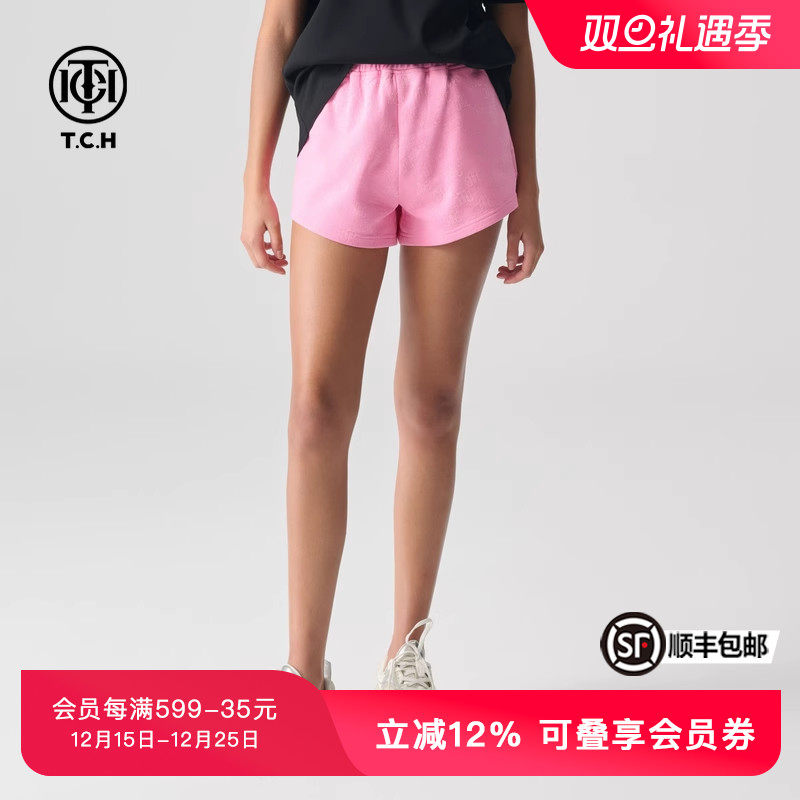 TCH夏季新款烫钻经典LOGO短裤女宽松显瘦潮流百搭T72B216019