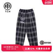 TCH轻奢潮牌黑白格子宽松休闲运动冬季 儿童长裤 T69D20602K