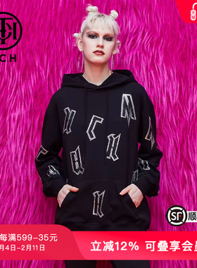 TCH潮牌卫衣连帽烫钻字母春秋新款T69A126023