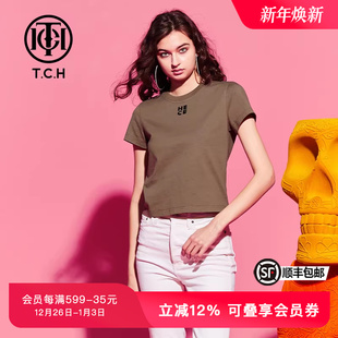 TCH轻奢潮牌春秋款 T恤T69C106079 烫钻字母休闲显瘦短袖
