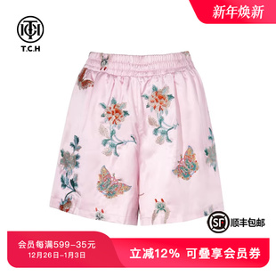 轻奢春秋潮流烫钻新中式 T72B21E6022 系列粉色短裤