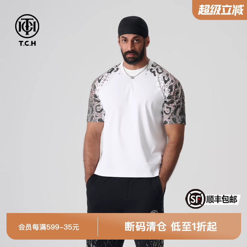 TCH夏新款烫钻潮流宽松半袖T恤男女同款轻奢系列T72B106038
