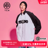 T69C136001 黑白配色烫钻休闲衬衫 郭品超同款 TCH轻奢新款