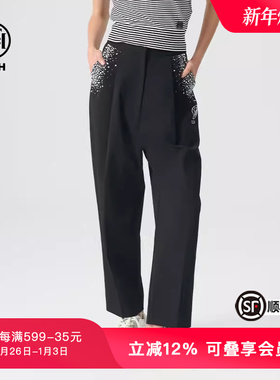 TCH轻奢潮牌春秋新款烫钻时尚简约设计休闲长裤T72A206001