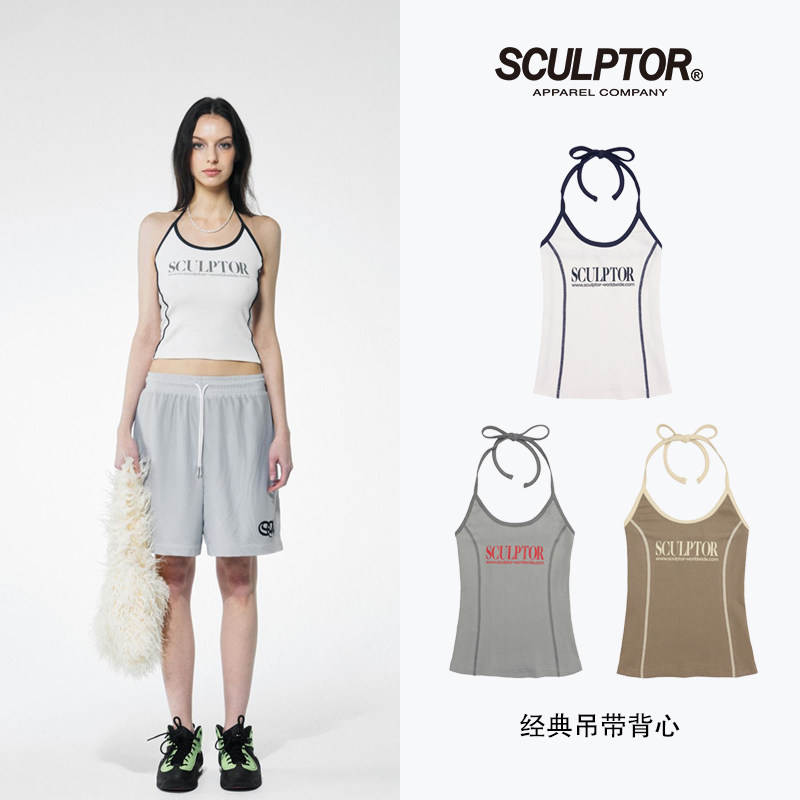 SCULPTOR经典LOGO设计挂脖系带小吊带背心女夏季新款韩国正品代购 - 实物图
