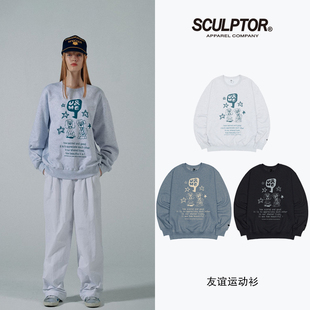 SCULPTOR宽松圆领卡通图案卫衣长袖春秋男女