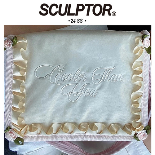 SCULPTOR 24夏新款玫瑰丝带刺绣字母保温包女大容量收纳包化妆包