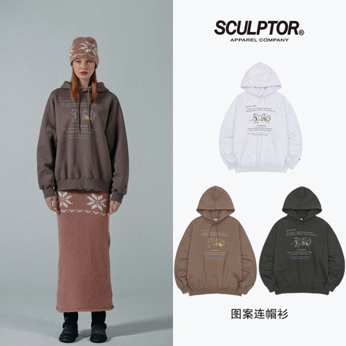 SCULPTOR薄绒宽松纯棉卫衣