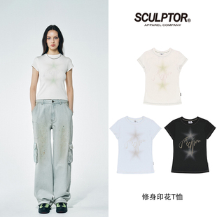 SCULPTOR修身 T恤女 收腰百搭潮流设计感短袖