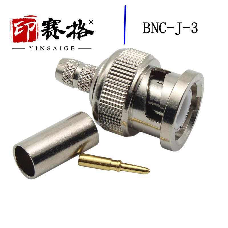 纯铜高品质射频连接器bnc-j-3公头压接接rg142.50-3电缆q9接头